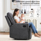 INZOY Manual Recliner with Thicker Backrest, Soft Fabric Recliner Chair with Overstuffed Cushion, Heavy Duty Reclining Sofa for Living Room Bedroom Apartment, Grey