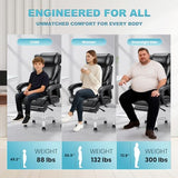 COLAMY Office Chair with Retractable Footrest, Ergonomic High Back Design Executive Computer Desk Chair with Removable Lumbar Pillow, 90-135°Reclining, Thick Bonded Leather for Home Office Work, Black COLAMY