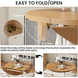 IRONCK Dining Table Set for 4, Round Kitchen Table and 4 Stool Chair for Dining Room, 44.5inch Drop Leaf Desk, Small Space Saving, Natural Wood IRONCK