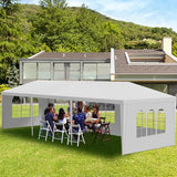 10' x 30' White Gazebo Canopy Tent with 5 Removable Sidewalls, Outdoor Patio Gazebo Tent with Transparent Windows, Ideal for Parties, Weddings, Birthdays, Events, Gatherings, Backyard Usnipoya