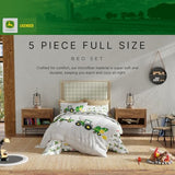 Franco Kids John Deere Farm Equipment Bedding 5 Piece Super Soft Comforter and Sheet Set, Full, (Officially Licensed Product) Franco