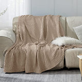 Bedsure Bundle of Cotton Waffle Blanket Taupe and Dark Grey Queen Bedsure