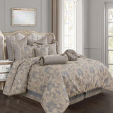 Loom and Mill 9-Piece Jacquard Comforter Set King, Royal Elegant Damask Design Comforter Sets, Luxury Bedding Set with Bed Skirt, Euro Shams, Decorative Pillows, All Season(Gray+Beige Brown, King) Loom and Mill
