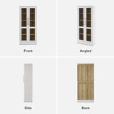 mopio Blake Tall Display Cabinet, Kitchen Buffet Pantry Cupboard, Trophy Display Case, Storage Cabinet Scratch Resistant Acrylic, Modern Farmhouse Curio Organizer (White Oak Acrylic, Single) mopio