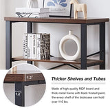 HOMBAZAAR 3-Tier Vintage Industrial Bookshelf - Rustic Wood and Metal Free Standing Storage Bookcase in Brown HOMBAZAAR