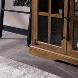 Walker Edison Farmhouse Barn Glass Door Wood Universal TV Stand for TV's up to 64" Flat Screen Living Room Storage Cabinet Doors and Shelves Walker Edison