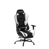 ECOTOUGE PC Massage Gaming Chair with Footrest Ergonomic Office Desk Chair Racing PU Leather Recliner Swivel Rocker with Headrest and Lumbar Pillow,White ECOTOUGE