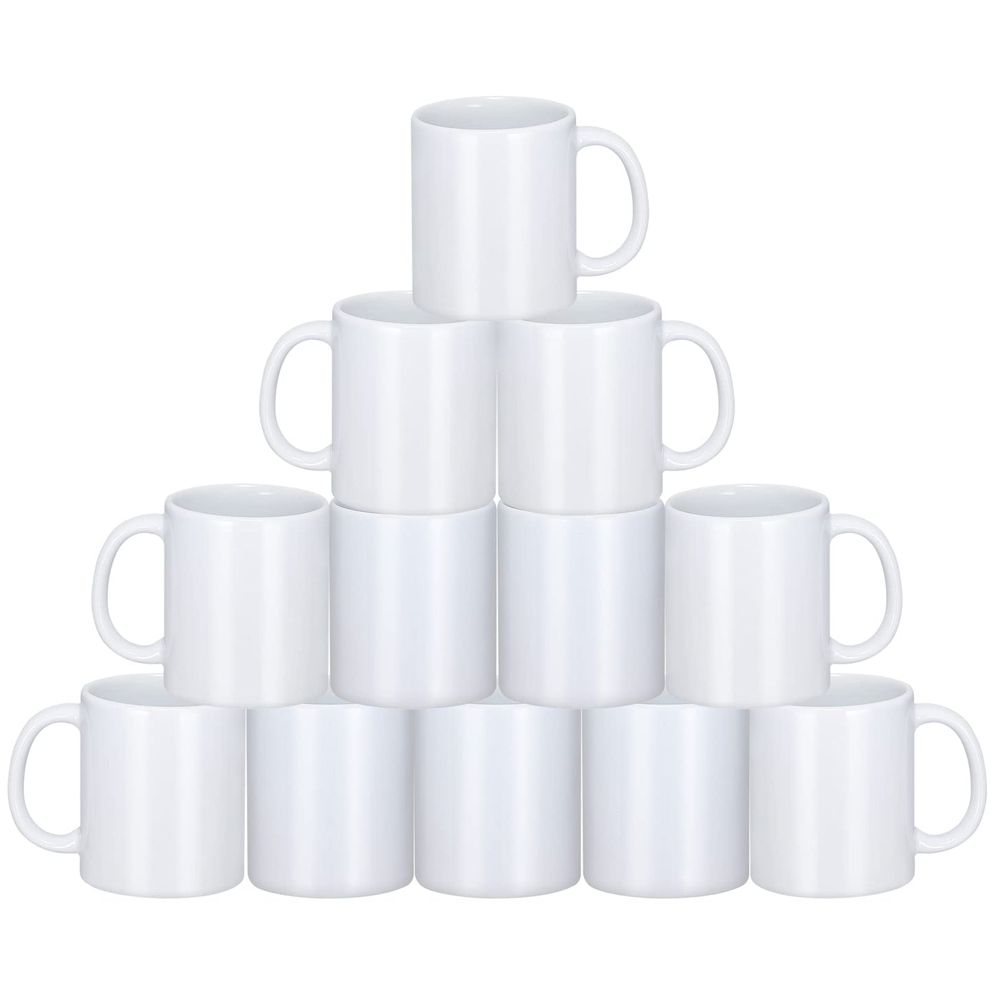 Yephets Sublimation Mugs, 12Pcs Coffee Mugs Blank White Ceramic Coffee Mug Set Sublimation Cups 11 oz Christmas Coffee Mug for Hot Chocolate Latte Tea Milk DIY Products