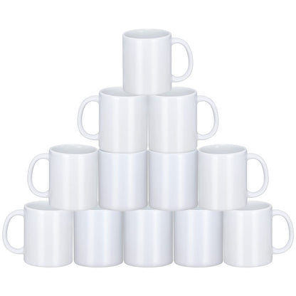 Yephets Sublimation Mugs, 12Pcs Coffee Mugs Blank White Ceramic Coffee Mug Set Sublimation Cups 11 oz Christmas Coffee Mug for Hot Chocolate Latte Tea Milk DIY Products