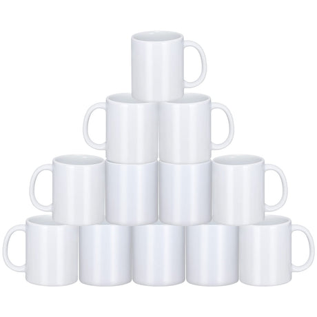 Yephets Sublimation Mugs, 12Pcs Coffee Mugs Blank White Ceramic Coffee Mug Set Sublimation Cups 11 oz Christmas Coffee Mug for Hot Chocolate Latte Tea Milk DIY Products Yephets