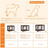 IchbinGo Dog Crate Furniture, Wooden Dog Crate Table, 43.7" Dog Kennel with 3 Doors, Flip-up Top Opening and Wheels, Decorative Pet Crate House for Large/Medium/Small Dog Indoor Use (Rustic Brown) IchbinGo