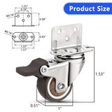 Heavy Duty Casters Set of 4 with Brake,L-Shape Side Mount TPR Plate Caster Wheels Replacement for Baby Bed, Carts Trolley, Kitchen Cabinet, Furniture, Table, Loading Capacity 80 Lbs (1” L-Shape) Molen