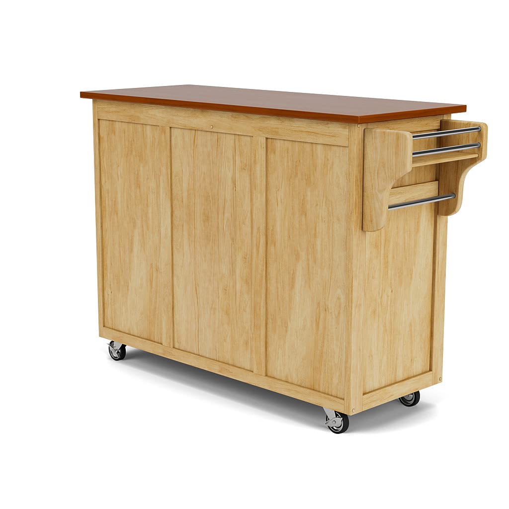 Home Styles Create-a-Cart Cottage Natural Finish Four-door Cabinet with Oak Top, Four Wood Panel Doors, Three Adjustable Shelves, Two Drawers, Two Towel Bars, Spice Rack, and Rubber Casters - WoodArtSupply