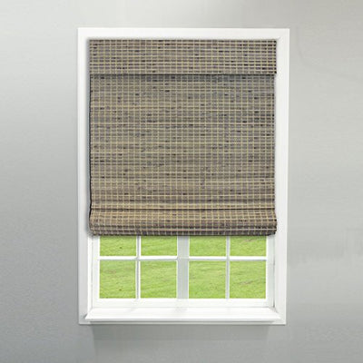Radiance Driftwood Cordless Bamboo Roman Shades - Light Filtering Window Blinds for Home & Office - 34" W x 64" L