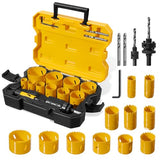 KATA Bi-Metal Hole Saw Kit, 18 Piece M42 High Speed Steel Hole Saw Set with 3/4" -2-1/2" (19-64mm) 11PCS Hole Saw Blades in Case with Mandrels, Drill KATA