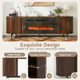 Nordivale Luxury 70" Fluted Fireplace TV Stand, Modern Chic Entertainment Center for TVs Up to 80", TV Console for Living Room, Media Cabinet with Storage,70 Inch, Brown Nordivale
