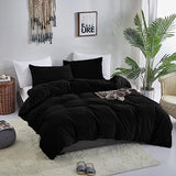 Luxlovery Black Velvet Comforter Set Cal King Men Plush Fluffy Black Bedding Set California King Minimalist Bedding Set Solid Modern Blanket Quilts Winter Warm Flannel Comforter Set Luxlovery