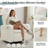 AEMEIOS Swivel Rocker Recliner, Oversized Boucle Glider Recliner Nursery, Manual Swivel Rocking Reclining Chairs with Removable Cushion and Lumbar Support for Nursery Living Room Bedroom, Teddy White