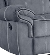 Acme Furniture Zubaida 41" x 87" Modern Velvet Reclining Sofa with USB Dock, 1 Storage Drawer, Tight Back & Seat Cushion, in 2-Tone Gray Finish Acme