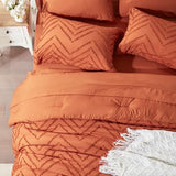 Anluoer Queen Comforter Set, Burnt Orange Tufted Bed in a Bag 7 Pieces with Comforter, 2 Pillow Shams, 2 Pillowcases, 1 Flat Sheet, 1 Fitted Sheet Anluoer