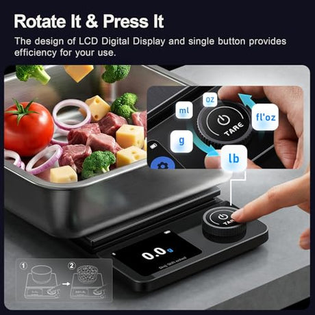 Amzmerit Smart Food Kitchen Scale with Nutritional Calculator, Timer, 0.1g High Precision Kitchen Scale, Free App with 27 Nutrients Tracking, Digital Grams and Ounces for Weight Loss,11lbs/5kg (Black) Amzmerit