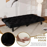 Anwick 3-in-1 Futon Sofa Bed, 66" Velvet Love Seat Sleeper Bed with Adjustable Backrest, Multifunctional Reclining Couch Sofas for Small Spaces, Living Room, Office, Guest Room (Black) Anwick