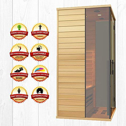 Medical Sauna 4 Full Spectrum | Home Sauna - 2 Person Indoor Infrared Sauna Spa | Oxygen Ionizer, Chromatic Light Therapy, Hot Yoga | Audio System | Full Spectrum, Carbon Heaters | Luxury Sauna