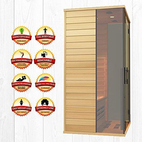 Medical Sauna 4 Full Spectrum | Home Sauna - 2 Person Indoor Infrared Sauna Spa | Oxygen Ionizer, Chromatic Light Therapy, Hot Yoga | Audio System | Full Spectrum, Carbon Heaters | Luxury Sauna Medical Breakthrough