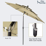 PHI VILLA 5-Piece Patio Dining Set for 4 with 10ft Umbrella, Metal Circle Table & Wrought Iron Stackable Chairs, 3-Tier Vented Beige Umbrella PHI VILLA