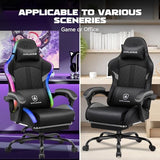GTPLAYER RGB Gaming Chair, Computer Gamer Chair with Footrest and LED Lights, PC Gamer Chairs for Adults, High Back Reclining Office Chairs, Linkage Armrest (Gray) GTPLAYER