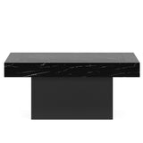 Tribesigns Coffee Table Square LED Coffee Table Engineered Wood Low Coffee Table for Living Room (Faux Marble Black+Black) Tribesigns