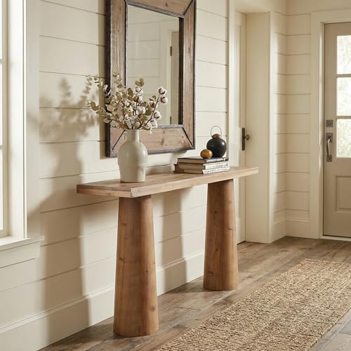 TRIBEWOOD 63-Inch Solid Wood Console Table, Farmhouse Entryway Table, Rectangular Long Sofa Table Behind Couch for Entryway, Hallway, Living Room, Entrance TRIBEWOOD