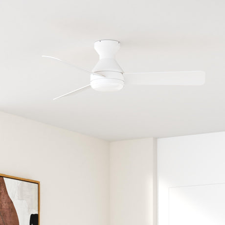 Amico Ceiling Fans with Lights, 42 inch Low Profile Ceiling Fan with Light and Remote Control, Flush Mount, Reversible, 3CCT, Dimmable, Noiseless, White Ceiling Fan for Bedroom, Indoor/Outdoor Use Amico