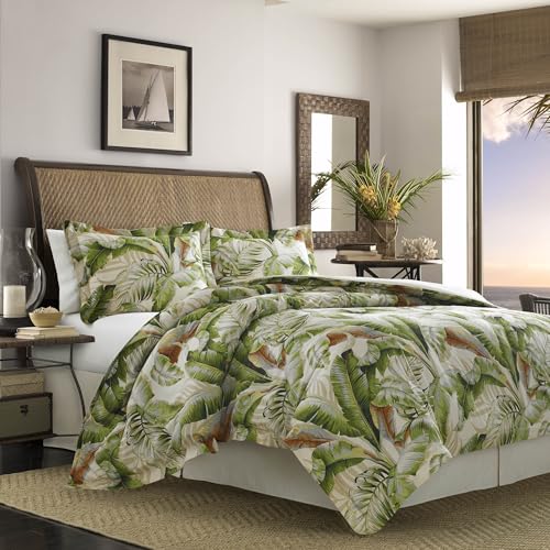 Tommy Bahama - King Comforter Set, Cotton Sateen Bedding with Matching Shams & Bedskirt, Bedding Set for All Seasons (Palmiers Green, King) Tommy Bahama