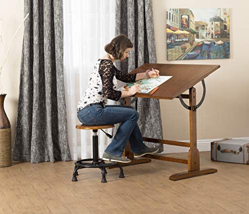 Studio Designs Vintage Drafting Table - Antique Design Solid Wood Drafting Table with Built-In Pencil Groove and Pencil Ledge - Angle Adjustable Work Surface SD STUDIO DESIGNS