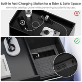 Suuiwau Black LED Nightstand with Charging Station, App - Controlled LED Lights & Sliding Top, Night Stand End Table with Hidden Compartment for Bedroom Suuiwau