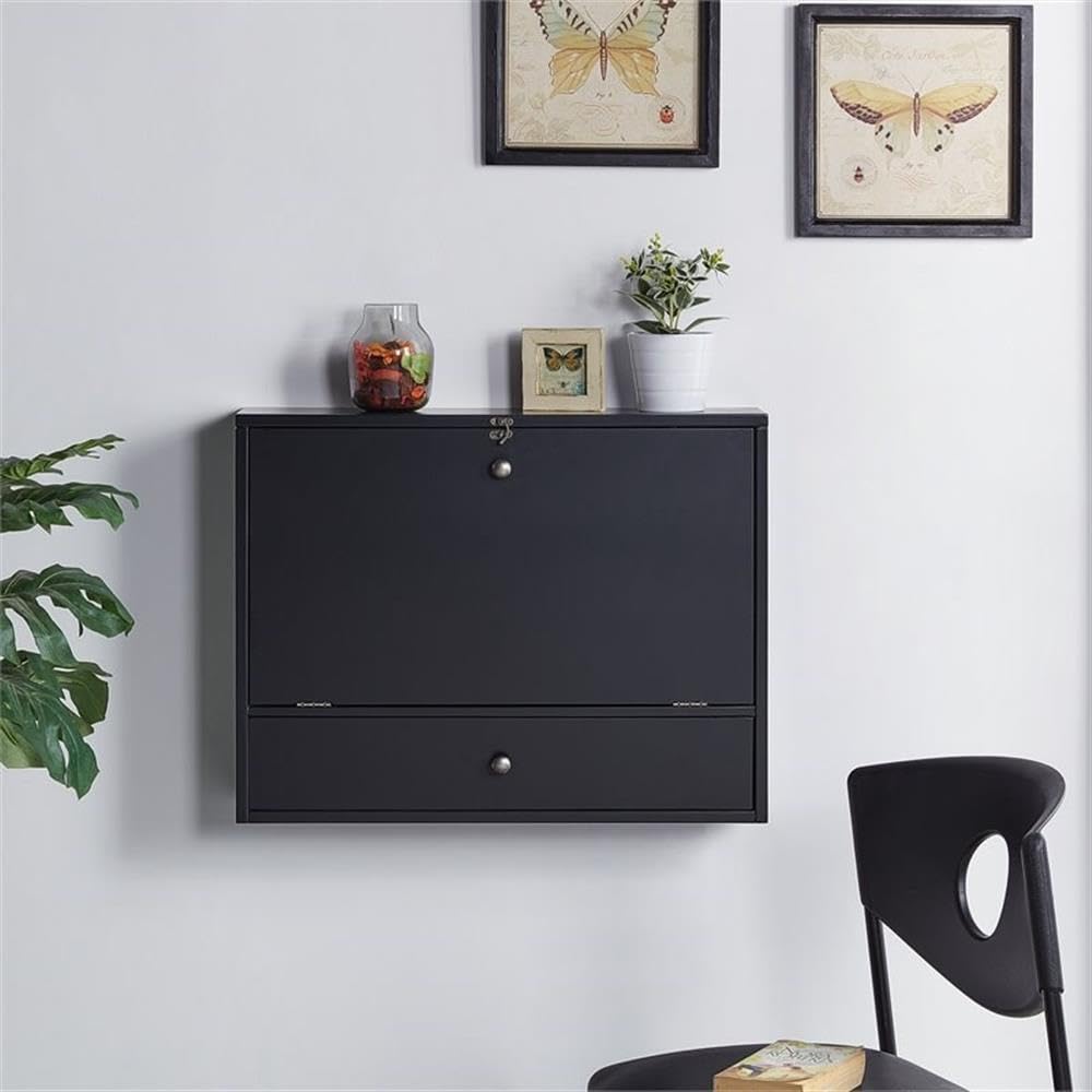SEI Furniture Willingham Wall Mount Folding Desk, Black SEI Furniture