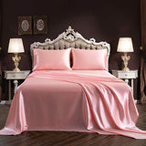 SiinvdaBZX 3Pcs Twin XL Sheets Set, Blush Pink Silky Satin Sheets Twin XL Bedding Set Ultra-Soft Extra Long Bed Sheets for College Dorm SiinvdaBZX