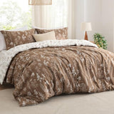 Bedsure Twin/Twin XL Comforter Set - Brown Bed Set, 2 Pieces Cute Floral Bedding, 1 Soft Reversible Botanical Flowers Comforter and 1 Pillow Shams Bedsure