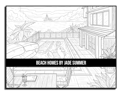 Beach Homes: An Adult Coloring Book with Beautiful Vacation Houses, Charming Interior Designs, and Relaxing Nature Scenes WoodArtSupply