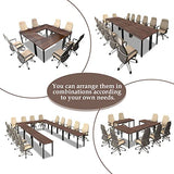 Bonzy Home Conference Tables 18ft Office Computer Desk for Meeting Room Study Writing Printer Table Meeting Seminar Table for 20 People Rustic Vintage Walnut 8PCS 220.4"x47.2"x29.5" Bonzy Home