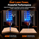 Mecpow X4 Pro 40W/20W Laser Engraver with Air Assist, Enclosed Laser Cutter with Camera and Led Lights, 30000mm/min Speed Laser Engraving Machine with Auto Fan for Metal and Wood, Acrylic,etc. Mecpow
