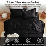 MR&HM Full Size Comforter Set Black, Reversible Satin Microfiber Comforter Set for All Seasons, 3 Pieces Non-Slip Silky Soft Bedding Sets with 1 Comforter (82"x86") and 2 Pillowcases (20"x26") MR&HM