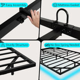 Mashomdec Queen Size Floating Metal Bed Frame with Smart LED Lights & Charging Station, Metal Platform Bed Base No Box Spring Needed, Easy Assembly, Noise Free Mashomdec