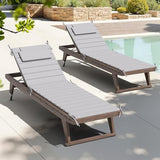 Crestlive Products Chaise Lounge Cushion Outdoor Set of 2, Foldable Waterproof Pool Lounge Chair Cushions with Straps, Lounger Cushions for Outdoor Furniture， 71''Lx21''W (Light Gray)