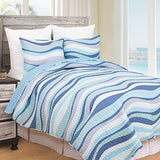 C&F Home Sea Waves Seawaves Blue Ocean Coastal Theme Twin Bed 2-Piece Beach Reversible Coverlet Lightweight Quilt Set with 1 Sham Reversible Bedding Coverlet Comforter Nautical Bedding Set Twin 2 C&F Home