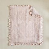 3 Pieces Tufted Stripes Crib Bedding Set with Ruffle Fringe, Pink Ruffled Comforter with Fitted Sheet and Bed Skirt , Soft and Embroidery Shabby Chic Boho Bohemian Jacquard Design for Baby Girls Boys Flysheep