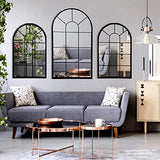 HQiJun Wall Mirror Window Decorative Mirrors Arched Farmhouse for Living Room Bedroom Entryway Bathroom Vanity (19.7” x31.5” x0.9”) HQiJun
