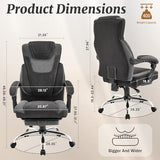 Massage Office Chair with Foot Rest,6-Point Vibration & Heat Reclining Computer Chair,Big and Tall Fabric Office Chair for Heavy People,Ergonomic Executive Desk Chair,Thick Cushion,High Back,BlackGrey Sofetura