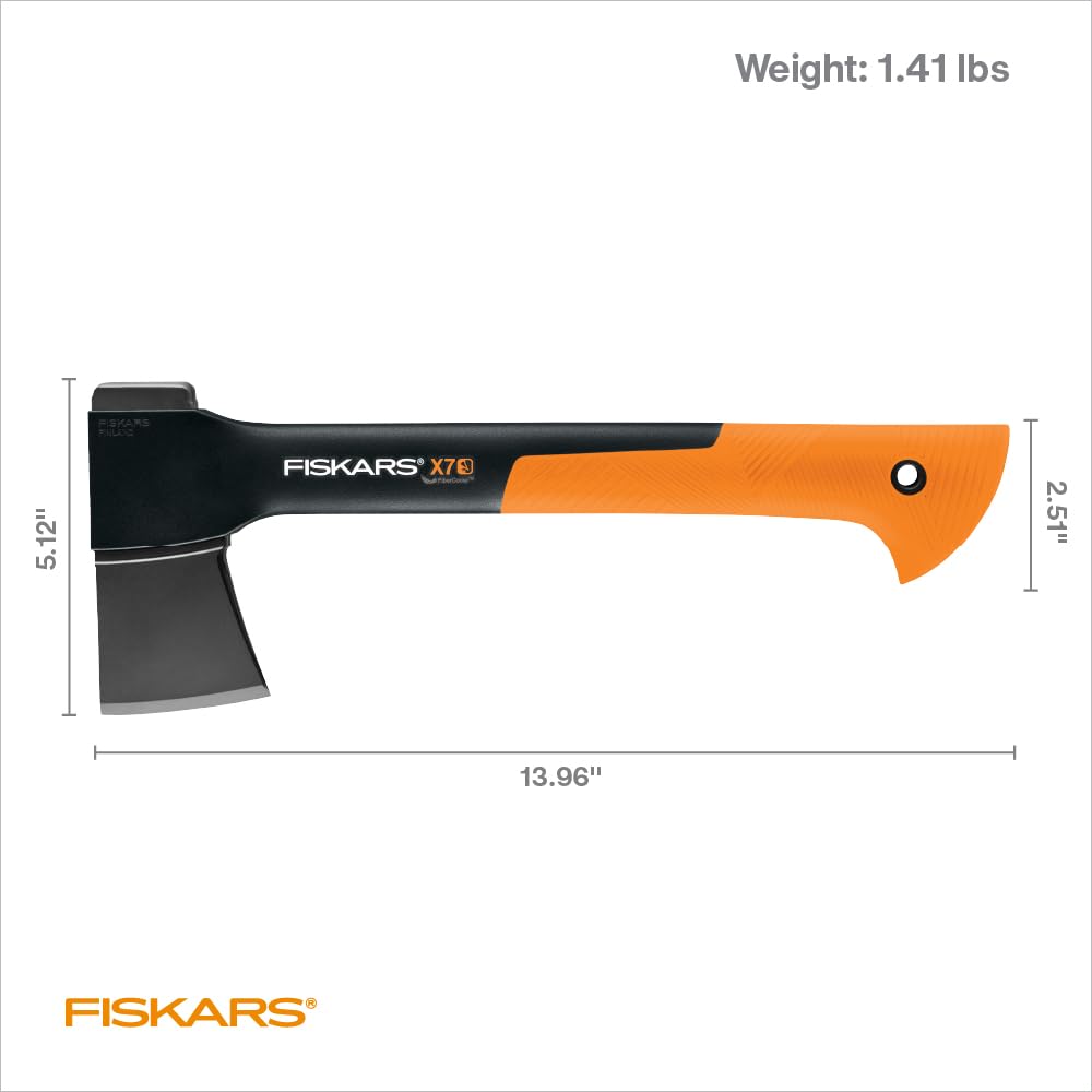 Fiskars X7 Hatchet Lightweight Wood Splitter for Small to Medium Size Kindling with Proprietary Blade and Shock-Absorbing FiberComp Handle, Lawn and Garden Tool, 14 inch, 1.5 pounds Fiskars
